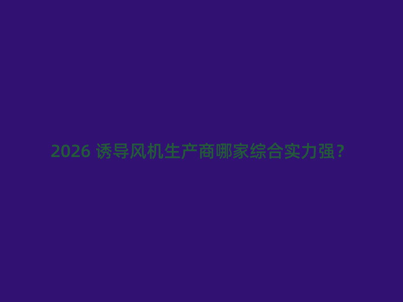 2026 诱导风机生产商哪家综合实力强？