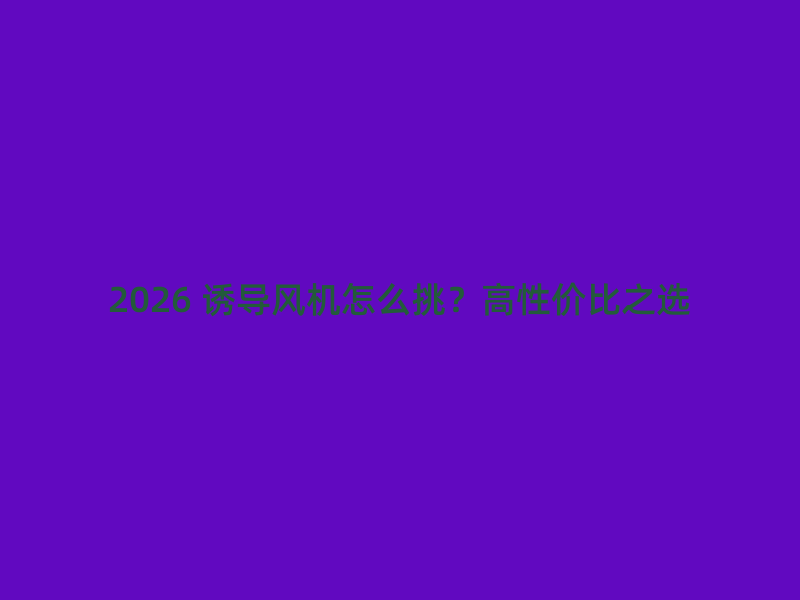 2026 诱导风机怎么挑？高性价比之选