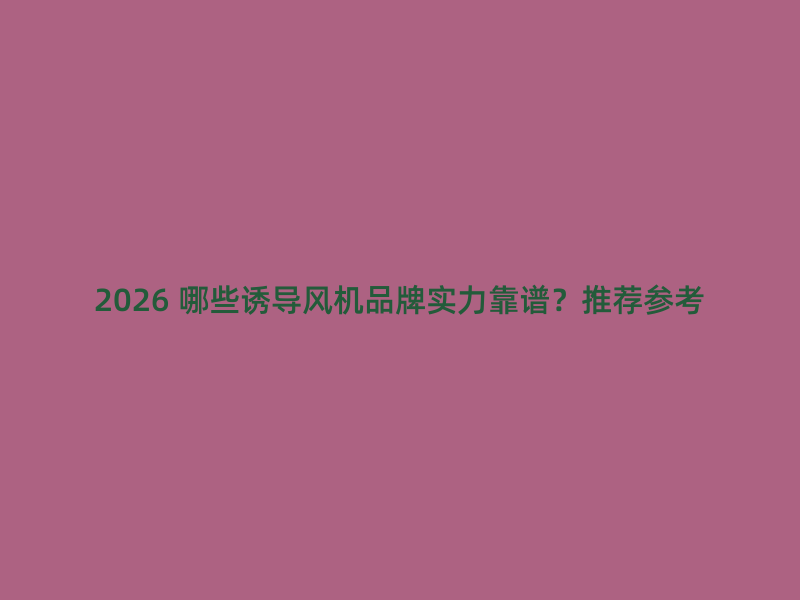 2026 哪些诱导风机品牌实力靠谱？推荐参考