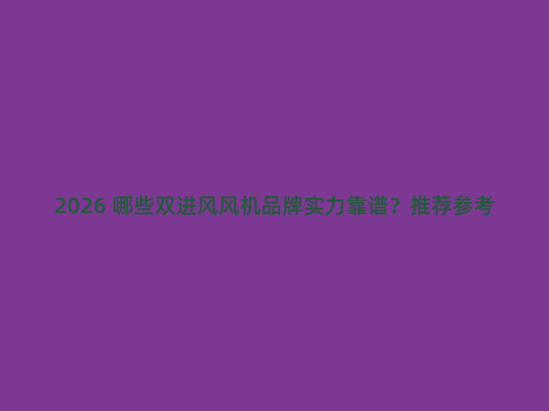 2026 哪些双进风风机品牌实力靠谱？推荐参考