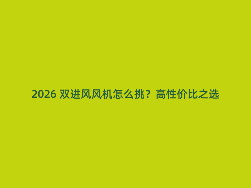 2026 双进风风机怎么挑？高性价比之选